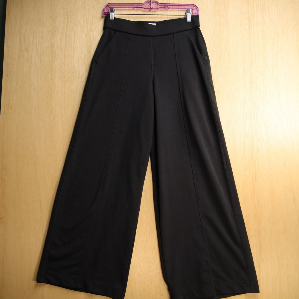 Lee Workwear Black Wide Leg Stitched Seam Trousers Side Pockets Womens